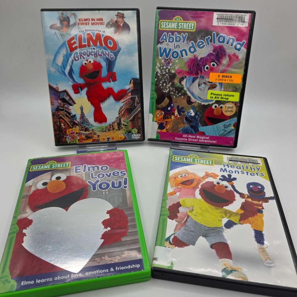 Sesame Street Elmo DVD Lot of 4 Abby in Wonderland Grouchland‎ Healthy Monsters